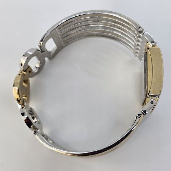 Geneva Watch Women 40MM Gold Dial Gold Gray Tone Bracelet Band 7.5" New Battery - Picture 14 of 15